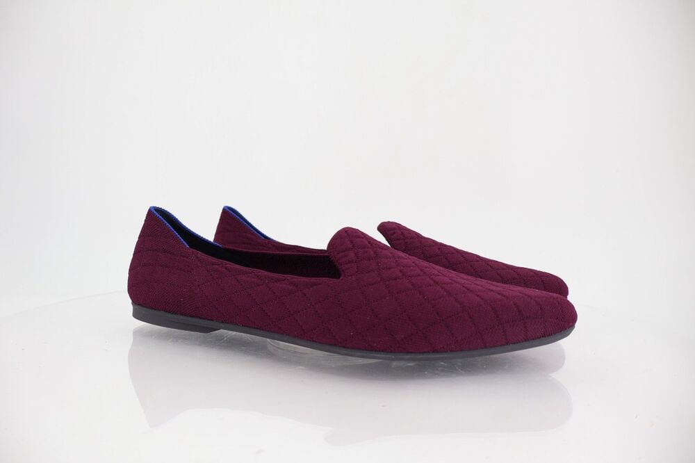 Rothy's Almond Loafer Women's Sz 13 Quilted Plum Knit Flats Vegan Slip On Comfy
